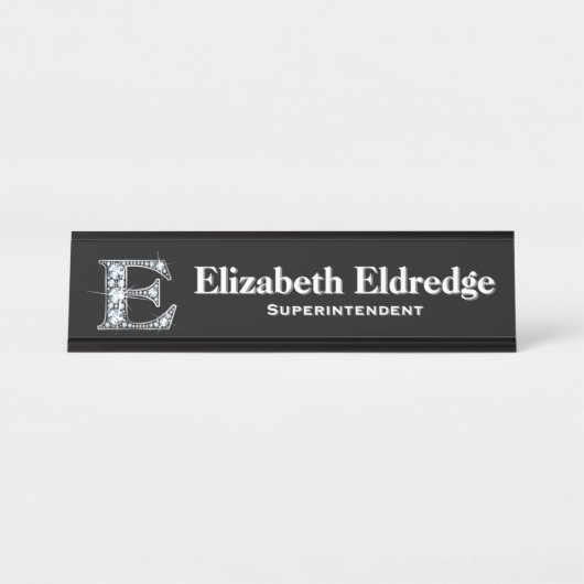 E Faux Diamond Desk Bureau Naambordje (Voorkant)