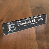 E Faux Diamond Desk Naambordje (Zijkant)
