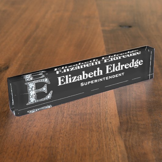 E Faux Diamond Desk Naambordje (Zijkant)