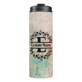 E Floral Monogram Letter Thermosbeker