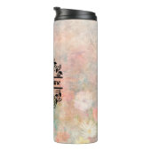 E Floral Monogram Letter Thermosbeker (Geroteerd rechts)