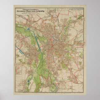 E. Gaebler's Grosser Plan van Leipzig (1943) Poster