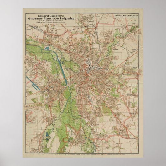 E. Gaebler's Grosser Plan van Leipzig (1943) Poster (Voorkant)