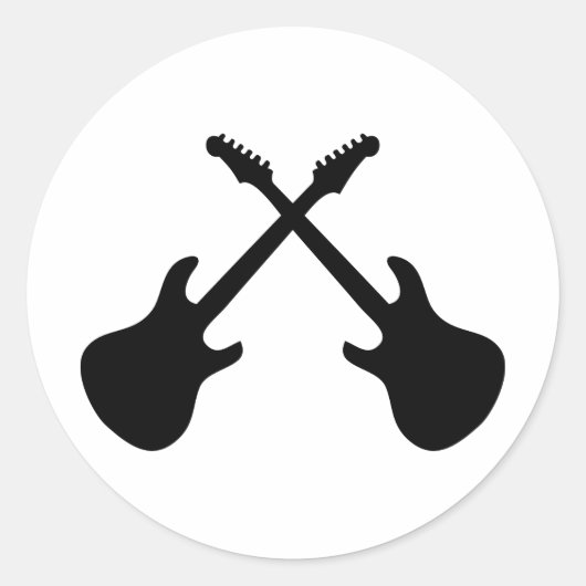 E-gitaren gekruist ronde sticker (Voorkant)