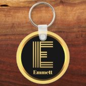 E Gold Monogrammed Letter Personal Sleutelhanger (Voorkant)