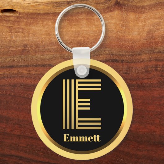 E Gold Monogrammed Letter Personal Sleutelhanger (Voorkant)