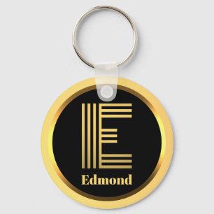 E Gold Monogrammed Letter persoonlijk Sleutelhanger