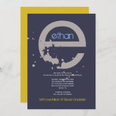 E Initiaal Collectie Bat Bar Mitswa Uitnodiging (Voorkant / Achterkant)