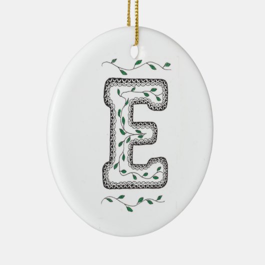 E Initiaal kerstboomversiering Keramisch Ornament (Rechts)