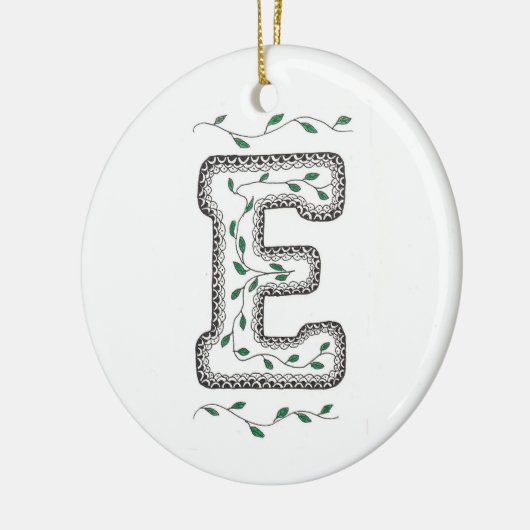 E Initiaal kerstboomversiering Keramisch Ornament (Links)