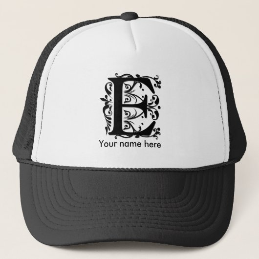 E Initiaal Monogram - stijl met papieren uitsnede Trucker Pet (Voorkant)