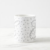 E Initiaal Monogram Witte Diamanten Print Koffiemok (Center)