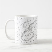 E Initiaal Monogram Witte Diamanten Print Koffiemok (Links)