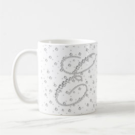 E Initiaal Monogram Witte Diamanten Print Koffiemok