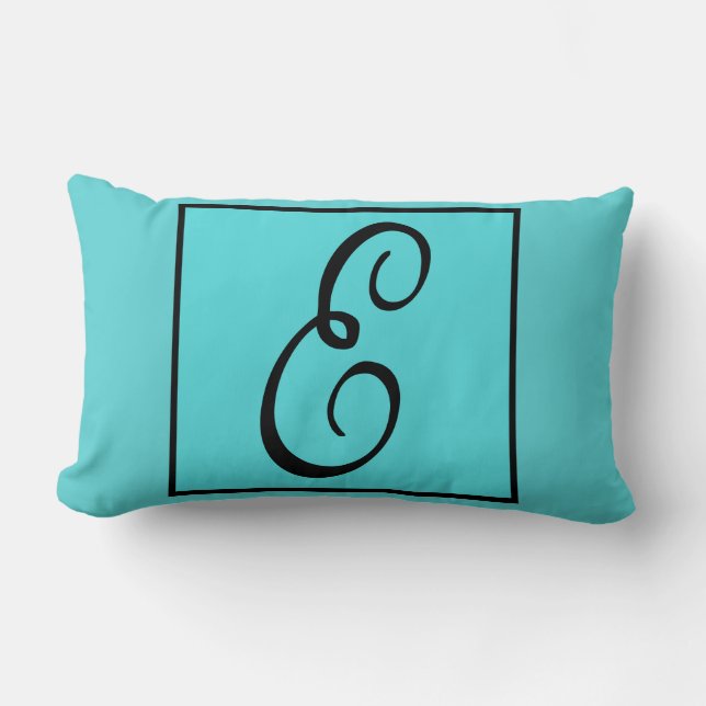 E INITIAAL PILLOW - Letter E op Aqua Achtergrond Kussen (Voorkant)