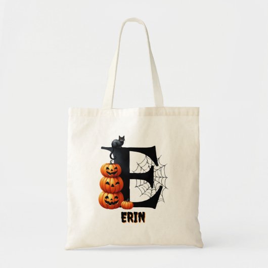E Initiaal Trick or treat Schattige Halloween Snoe Tote Bag (Voorkant)