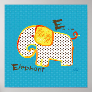 "E is voor digitale schilderafdrukken van olifante Poster