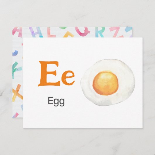 E is voor Egg - Alphabet Flash Kaart (Voorkant / Achterkant)