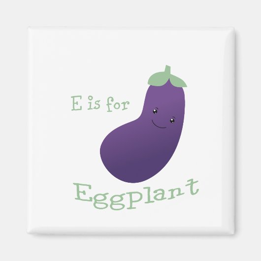 E is voor Eggplant Magneet (Voorkant)