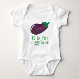 E is voor EGGPLANT Paarse eierplanten Plantaardige Romper