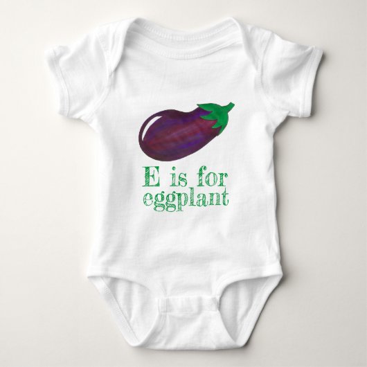 E is voor EGGPLANT Paarse eierplanten Plantaardige Romper (Voorkant)