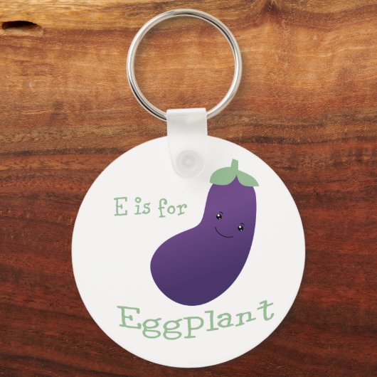 E is voor Eggplant Sleutelhanger (Voorkant)