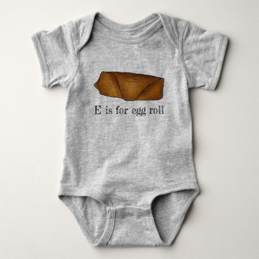 E is voor Eieren Roll Chinese Food Eggroll Letter  Romper (Voorkant)