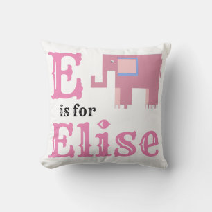E is voor Elise meisje Kussen