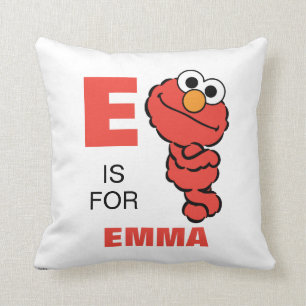 E is voor Elmo   Jouw namen toevoegen Kussen