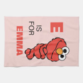 E is voor Elmo | Jouw namen toevoegen Theedoek (Horizontaal)