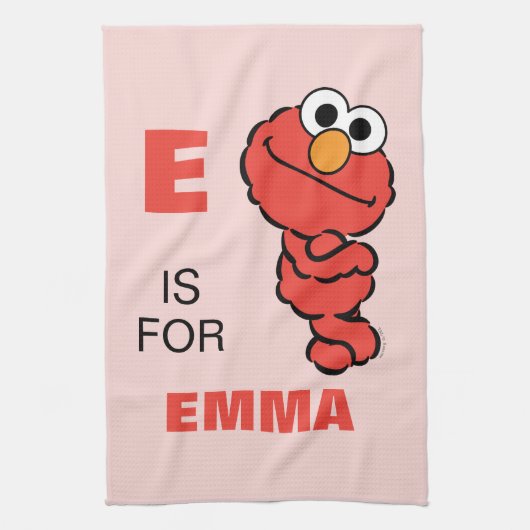 E is voor Elmo | Jouw namen toevoegen Theedoek (Verticaal)