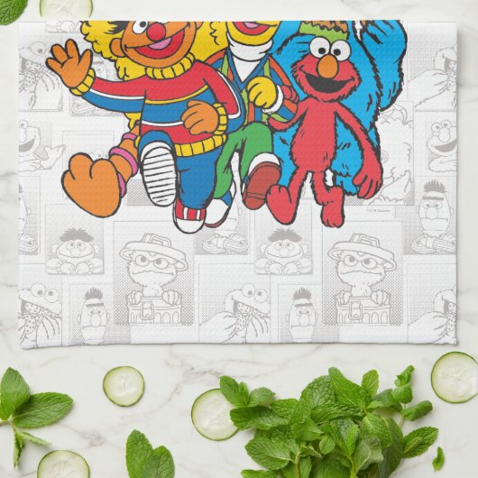 E is voor Elmo | Jouw namen toevoegen Theedoek (Gevouwen)