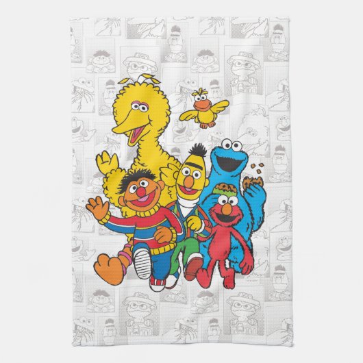 E is voor Elmo | Jouw namen toevoegen Theedoek (Verticaal)