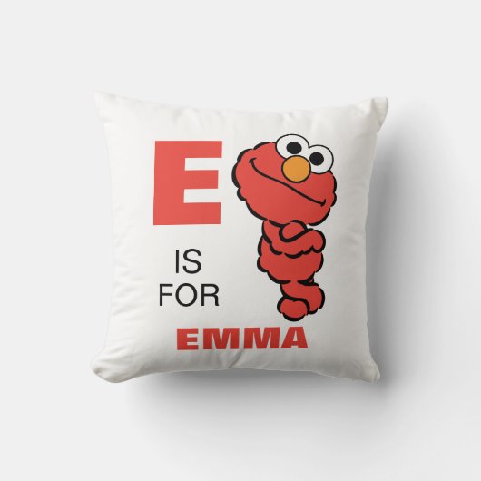 E is voor Elmo | Voeg je naam toe Kussen (Voorkant)