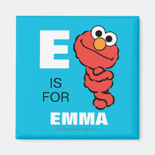 E is voor Elmo   Voeg je naam toe Magneet
