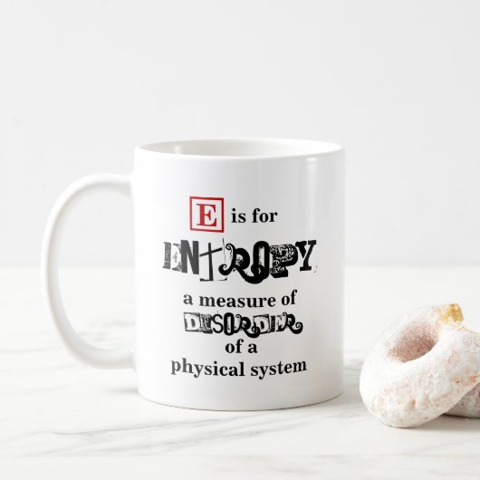 E is voor Entropy physics Koffiemok (Met donut)