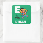 E is voor Ernie | Jouw namen toevoegen Vierkante Sticker (Tas)