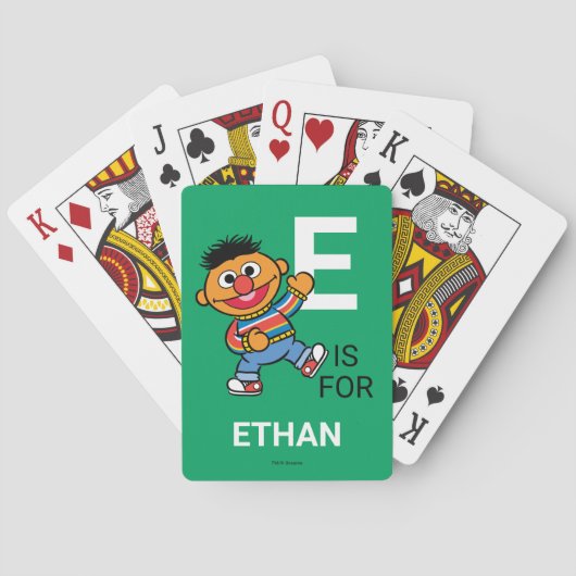 E is voor Ernie | Voeg je naam toe aan speelkaarte Pokerkaarten (Achterkant)