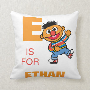 E is voor Ernie Voeg je naam toe Kussen
