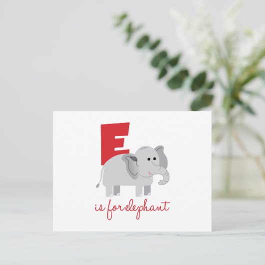 E is voor olifant briefkaart (Staand voorkant)