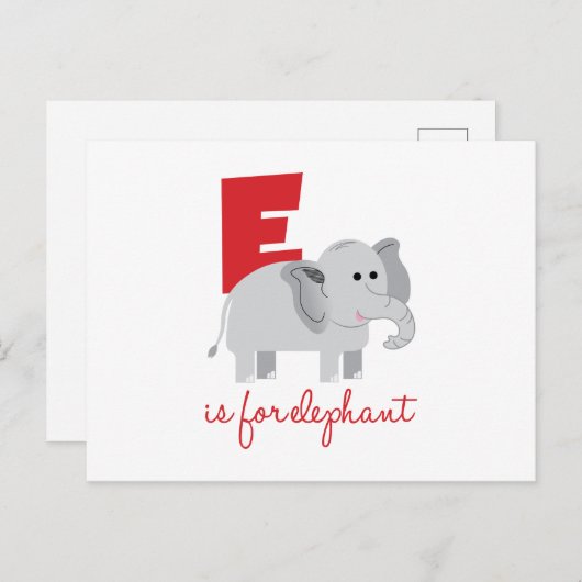 E is voor olifant briefkaart (Voorkant / Achterkant)