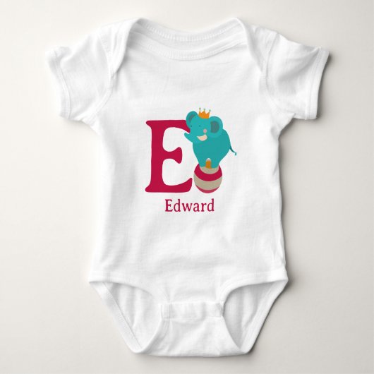 E is voor Olifant Personaliseer Romper (Voorkant)