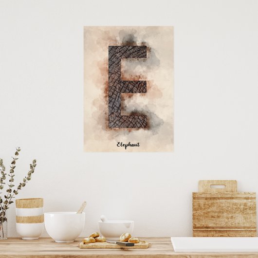 E is voor olifant poster (Keuken)
