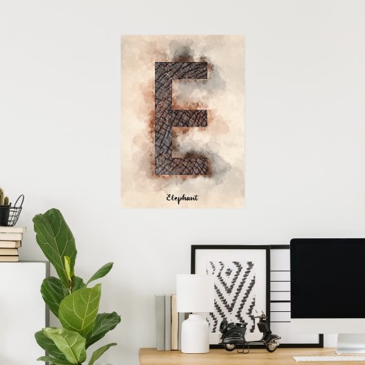 E is voor olifant poster (Thuiskantoor)