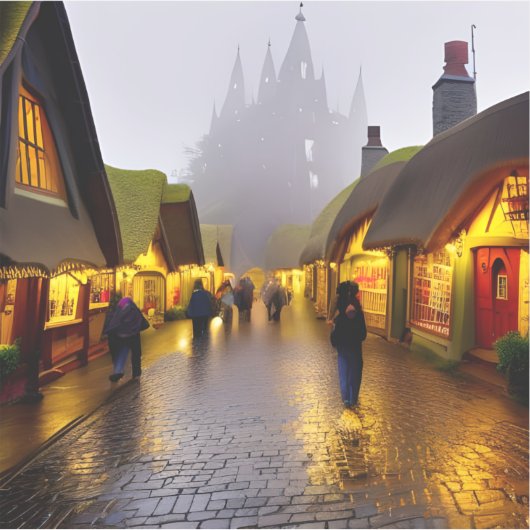 E.J. Gold Shoppers op een Foggy Night Vinyl Sticker (Voorkant)