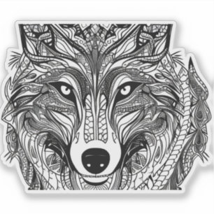 E.J. Gold Wolf Gezicht Verwijderbaar Vinyl Sticker