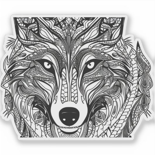 E.J. Gold Wolf Gezicht Verwijderbaar Vinyl Sticker (Voorkant)