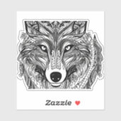 E.J. Gold Wolf Gezicht Verwijderbaar Vinyl Sticker (Vel)
