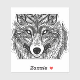 E.J. Gold Wolf Gezicht Verwijderbaar Vinyl Sticker