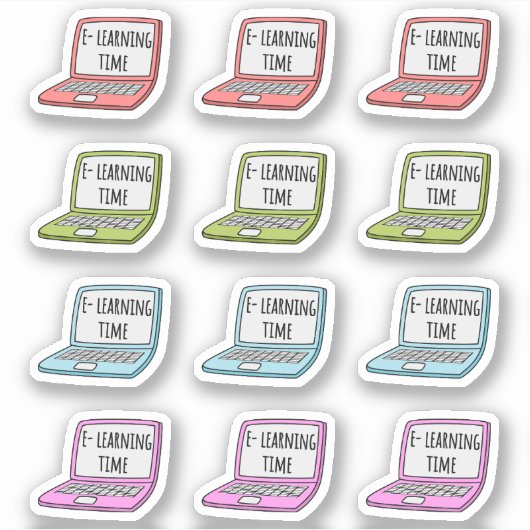 E-Learning Home Schoolherinnering Laptopplanner Sticker (Voorkant)